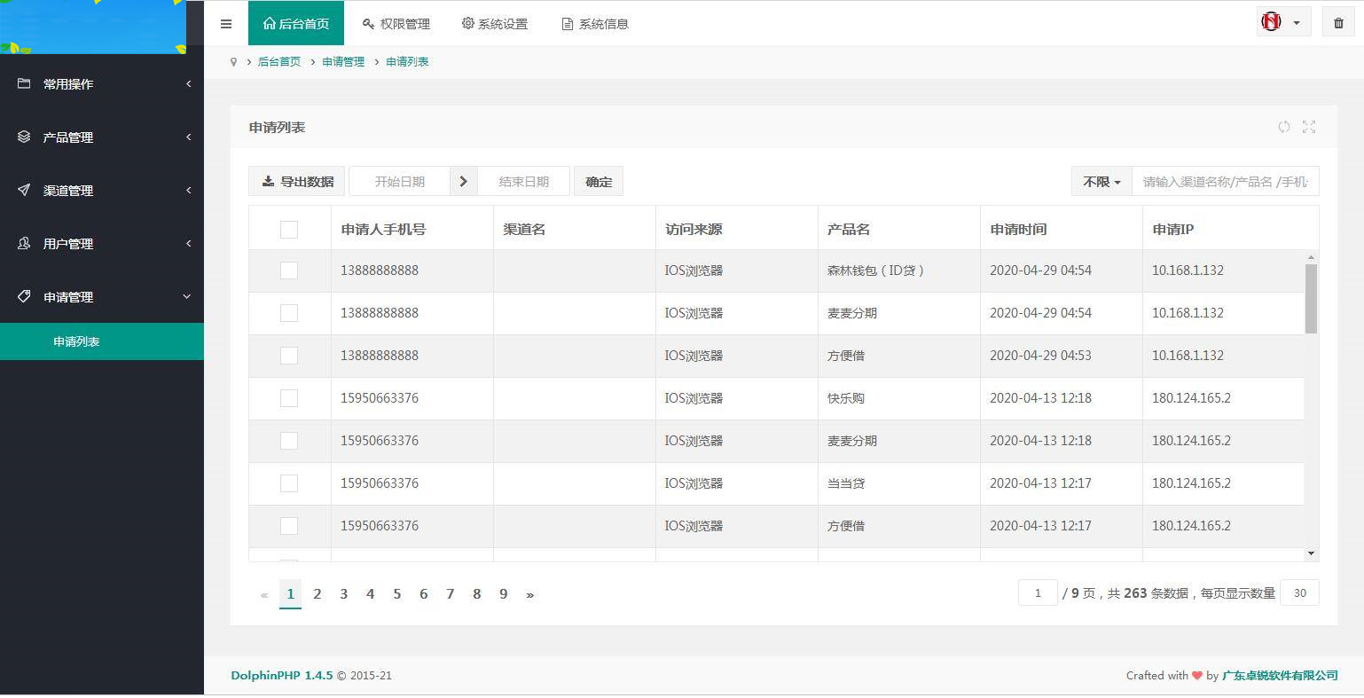 A1068 简约强大的贷超系统(采用DolphinPHP开发)去授权 开源版插图4