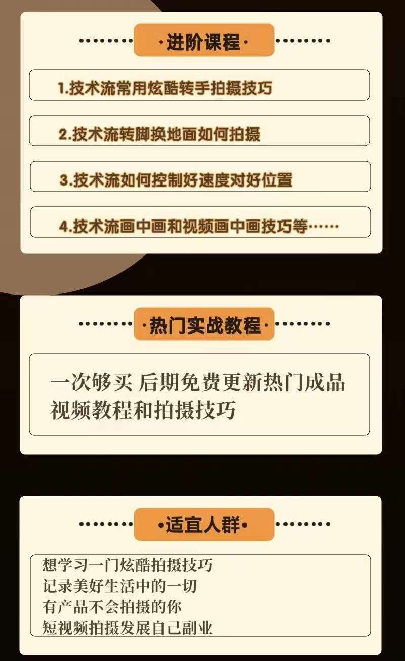 0基础新手玩转炫酷技术流拍摄：入门到精通私教课，多视角演示，通俗易懂插图1