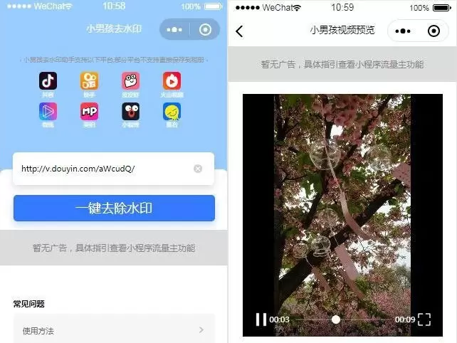 抖音去水印小程序源码独立版无后台